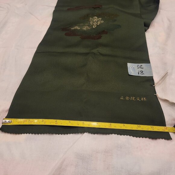 Vintage Silk Emerald Green Scarf by MatsuZakaya Japan Embroidered Silk - Picture 11 of 12